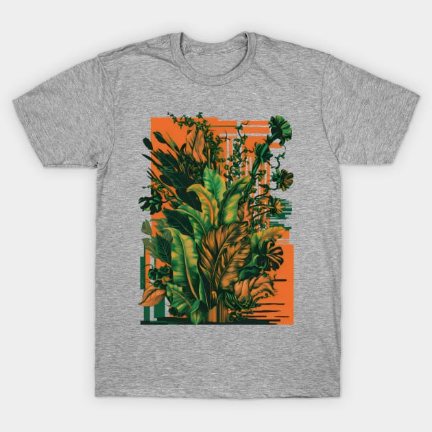 Plant pattern green and orange T-Shirt by craftydesigns